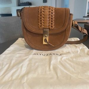 New ALTUZARRA Ghianda Mini Woven Suede Saddle bag Crossbody bag